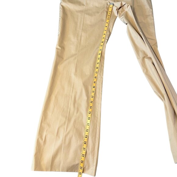 Akris Wide Leg Cotton Trouser Pants Womens 12 Tan Zip Pockets Luxury Minimalist - Picture 11 of 11